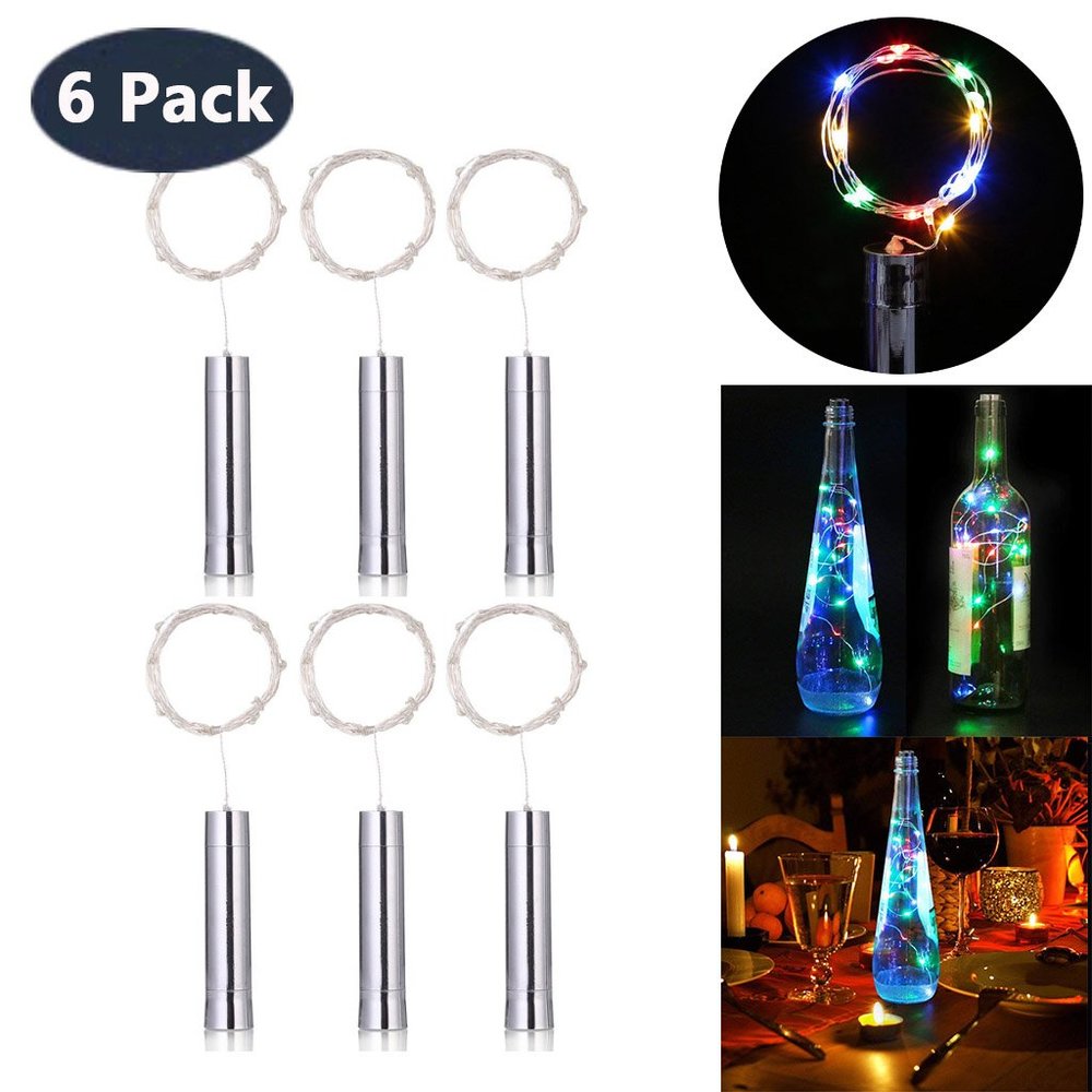 6Pcs 6.56ft 20 LED Bottle Cork Fairy String Lights